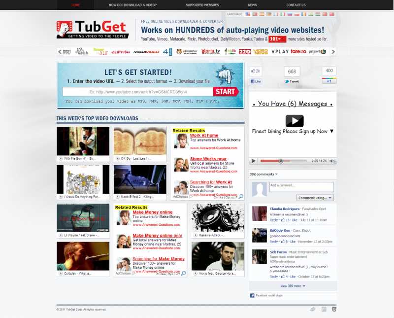 TubGet - Download Videos From YouTube - Converter To MP3, M4R, 3GP, MOV, MP4, FLV, AVI