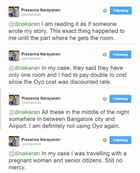 Tweets About Issues With OYORooms