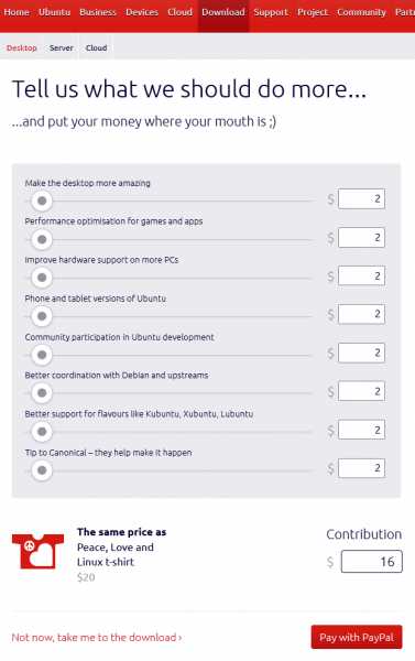 Ubuntu Donate Page