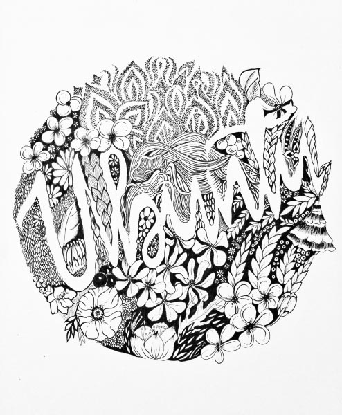 Ubuntu - Zentangle Inspired Artwork | Floral Illustration