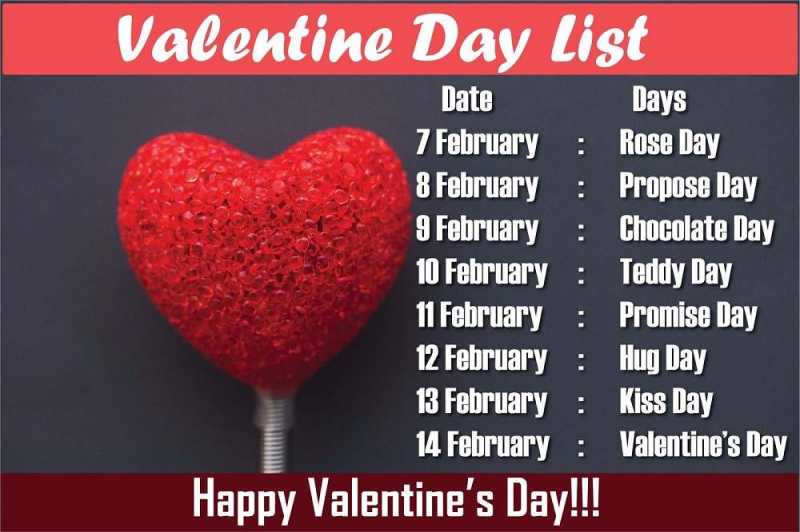 Valentine Week All Dates Schedule And Quotes Rose Day Propose Day Hug Day Kiss Day Full List