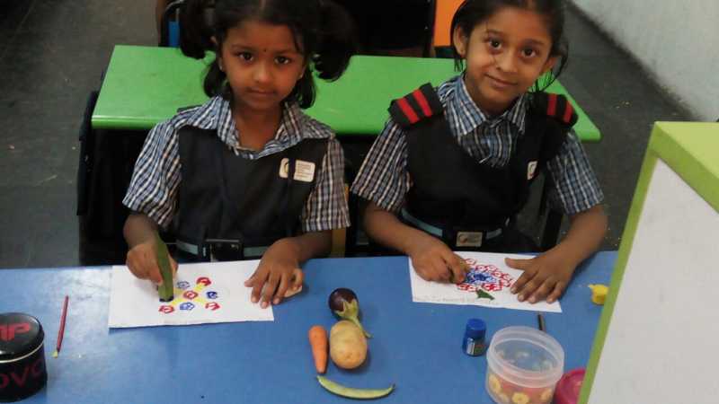 Vegetable Printing Competition - Global Indian International School -