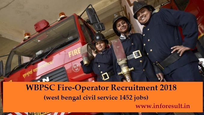 WBPSC Fire-Operator Recruitment 2018 Wbpsc Online Gov 1452 Jobs