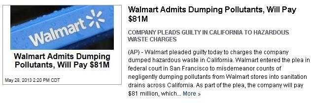 Walmart Dumped Hazardous Pollutants In California