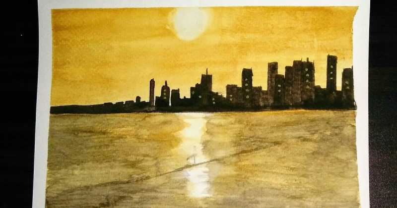Watercolor Painting: Desert And Cityscapes