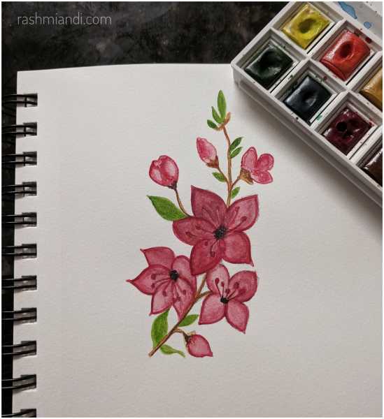 Watercolour- Pink Cherry Blossom | Rashmi & I