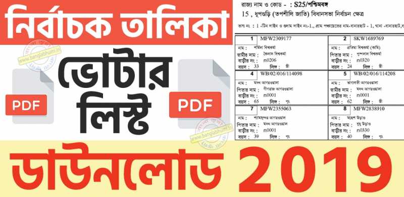 West Bengal Voter List 2018-2019 Download In PDF - West Bengal Election 2019