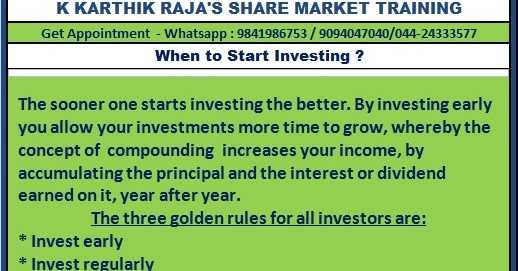 When To Start Investing - K Karthik Raja Share Market Training