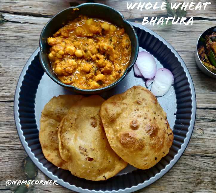 Whole Wheat Bhatura Recipe | Bhature | How To Make Bhatura - Nams Corner