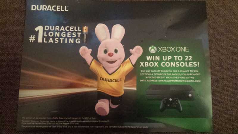 Win XBOX ONE Consoles With Duracell