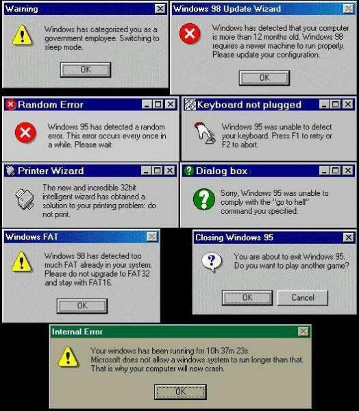 Windows Classic Error Msgs
