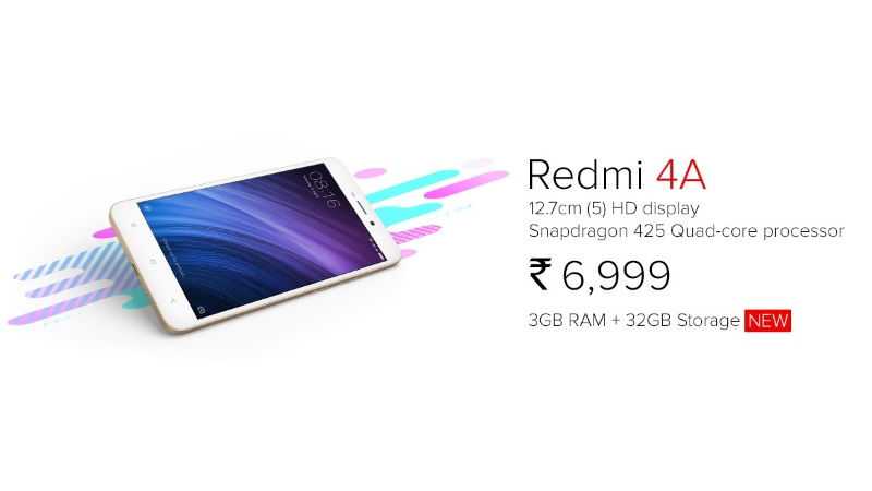 Xiaomi Redmi 4A 3GB RAM Variant Launched For Rs 6,999