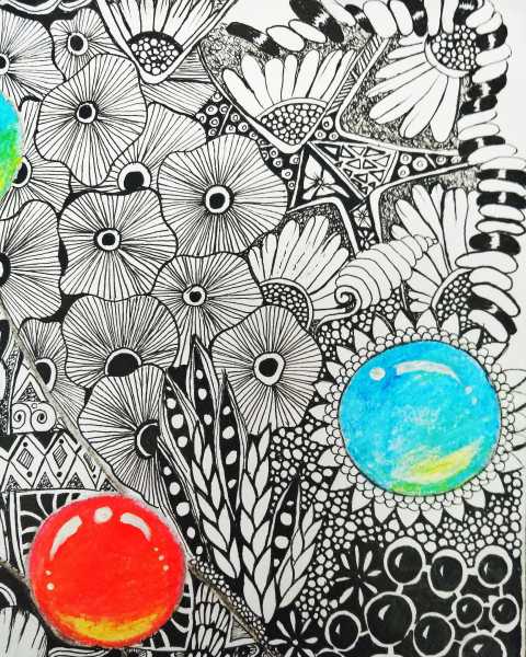 Zentangle With Gems | Handmade Artwork | Hobby