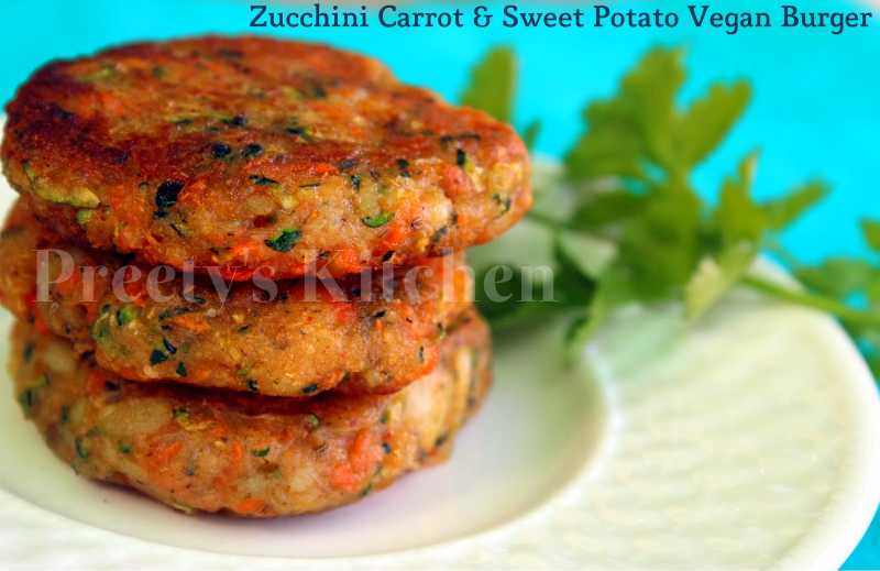 Zucchini Carrot & Sweet Potato Vegan Burger / Patty / Tikki
