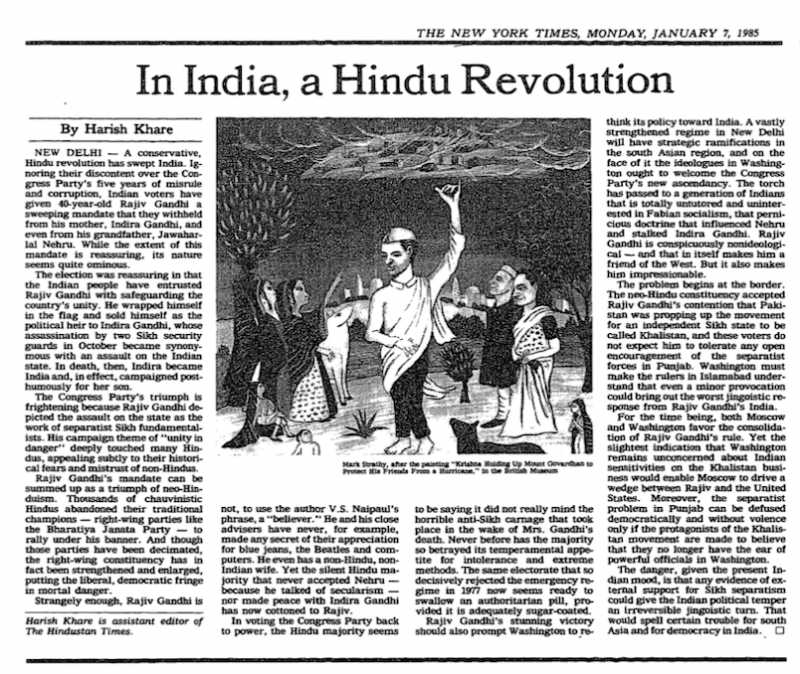 Churumuri33 Years Ago, A (real) Yale Grad Was Warning The World About A “Hindu Revolution”, Spearheaded Not By The BJP But, Ironically, By The Congress