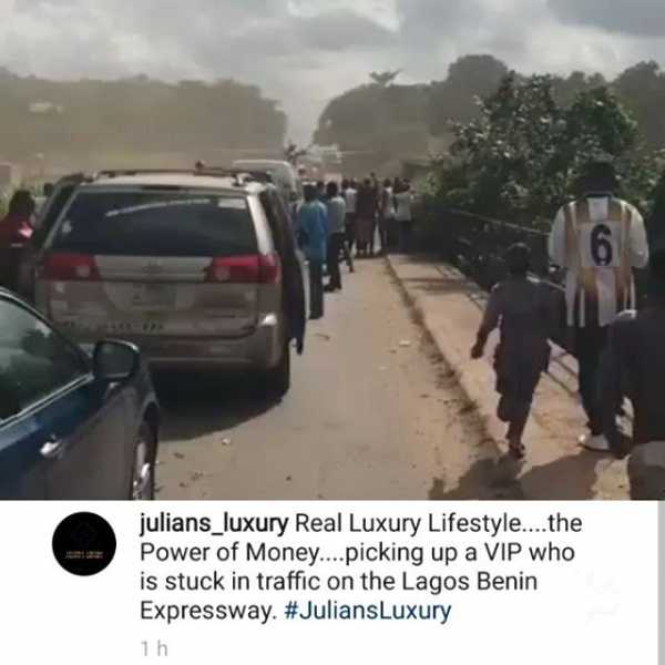 Video: Moment Nigerian Billionaire Ordered A Helicopter To Come Airlift Him Out Of Heavy Traffic On Lagos-Benin Expressway